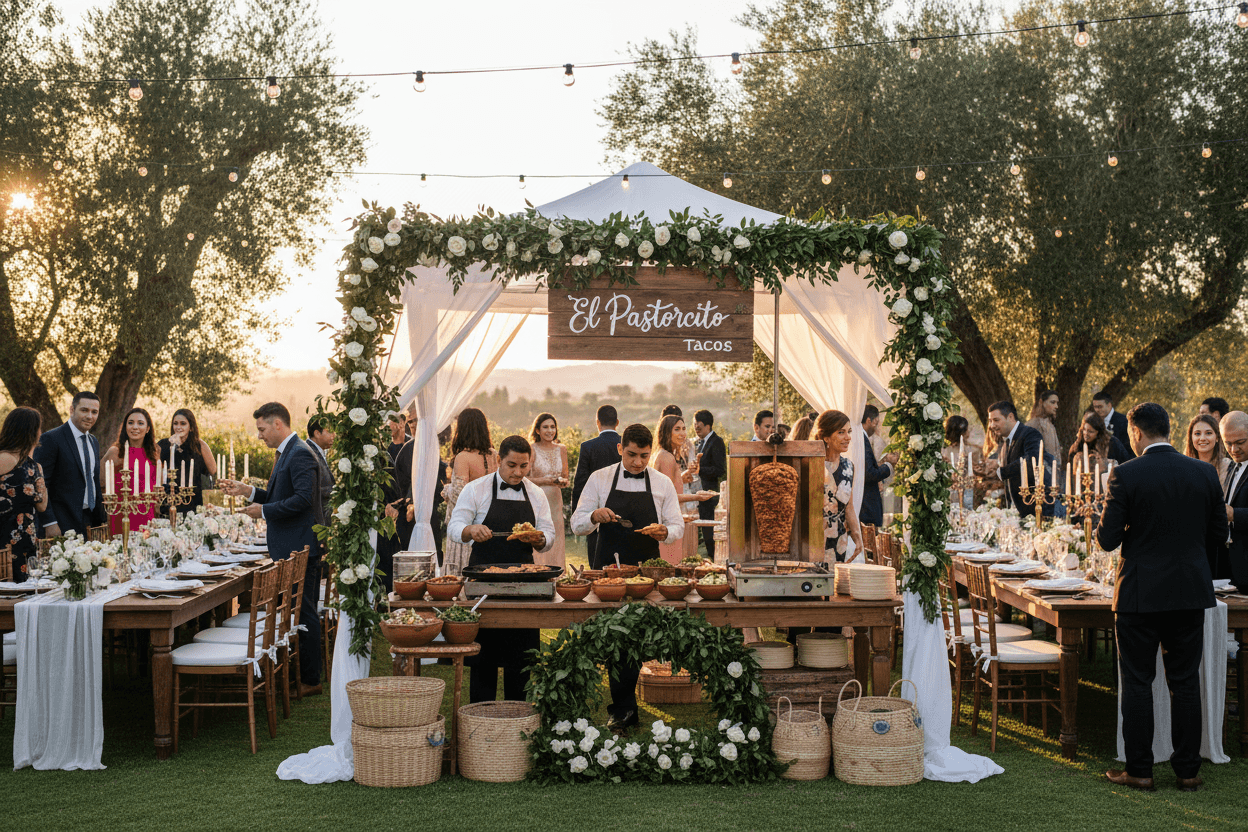 Wedding catering with taco station